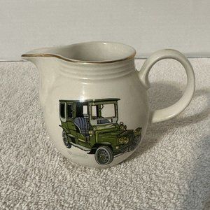Churchill England Handcrafted Creamer Mug with 1906 Daimler and Gold Accents